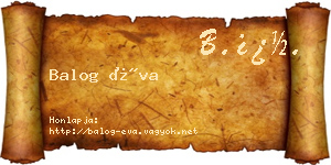 Balog Éva névjegykártya