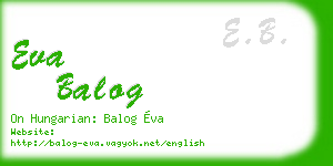 eva balog business card