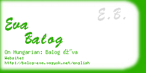 eva balog business card